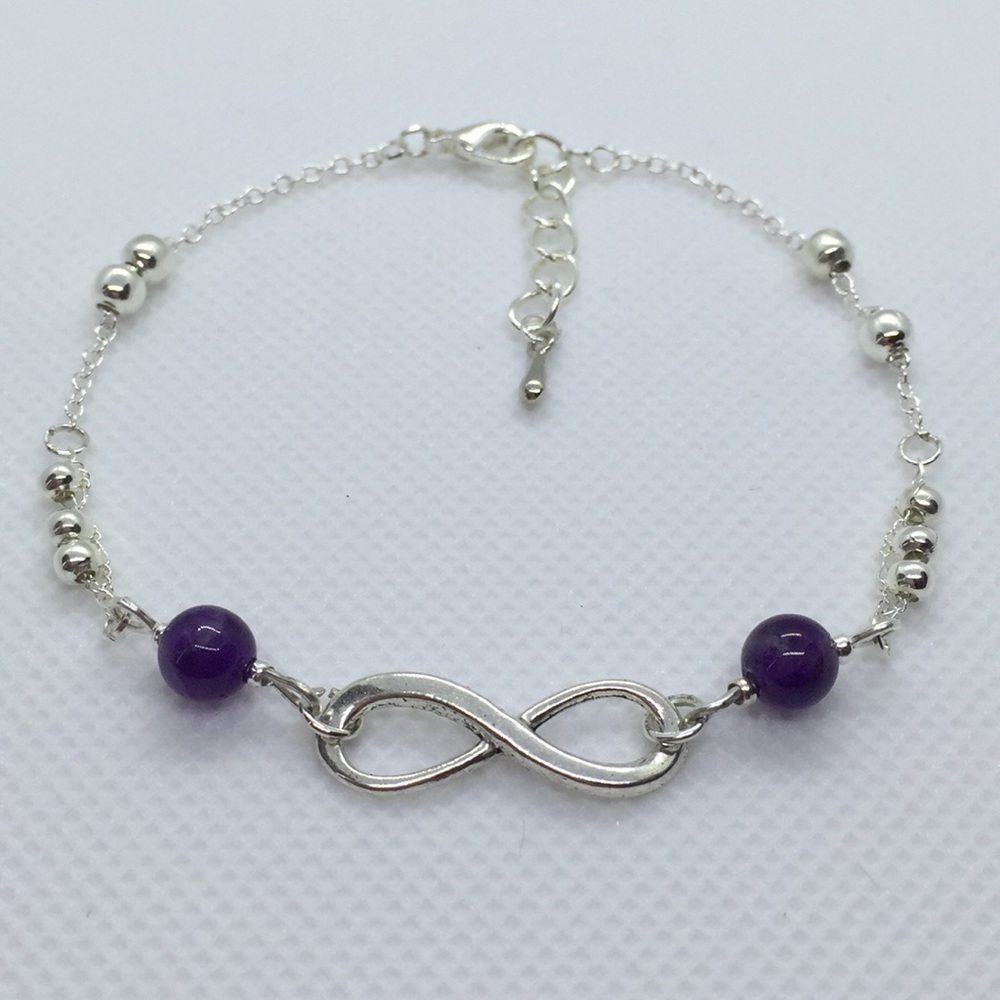 Petite Silver Infinity w/ Amethyst Chain Bracelet